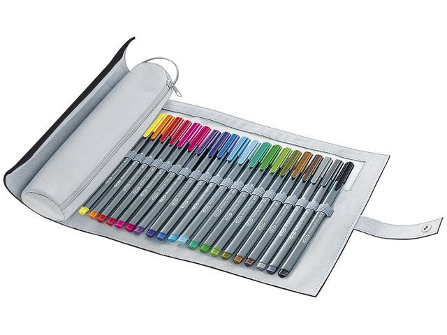 BildeFineliner Staedtler M/Pennal Sort (20 stk)