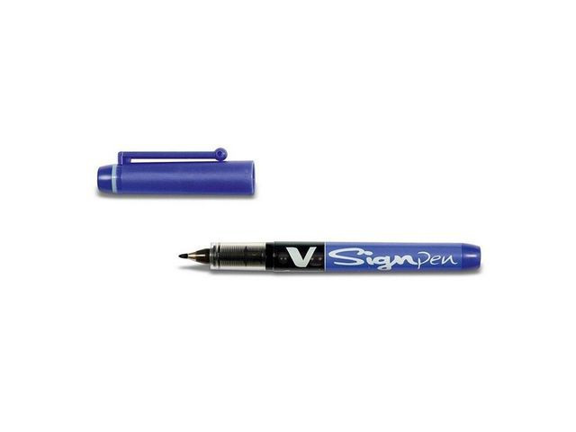 BildeFiberpenn Pilot V-Signpen 0,6 Blå (12 stk)
