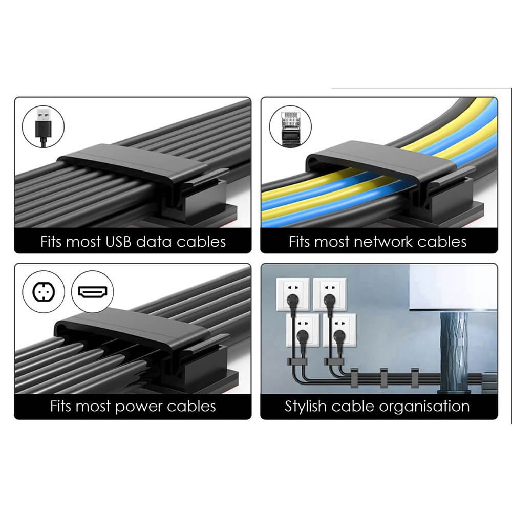 DESIRE2 Enfold Cable Clips Black 40-pack