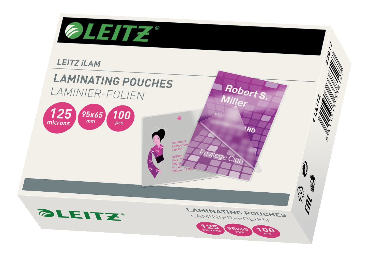 BildeLamineringslomme Leitz 65X95 125My (100 stk)