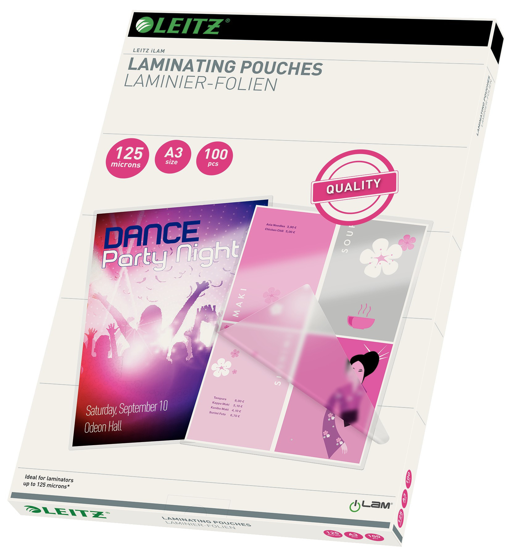 BildeLamineringslomme Leitz A3 125My (100 stk)