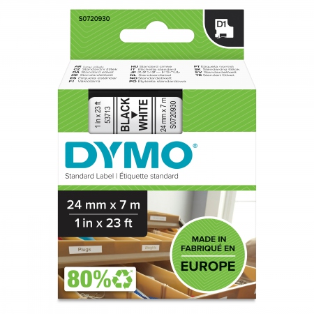 Tape Dymo D1 24Mm X 7M Sort/Hvit