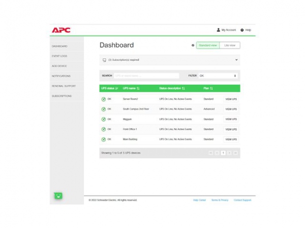 APC 1-UPS Standard 3Y Plan SmartConnect