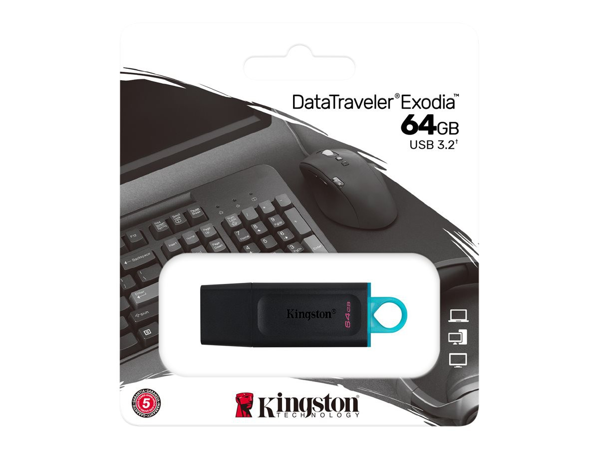 KINGSTON 64GB USB3.2 Gen 1 DT Bk+Teal