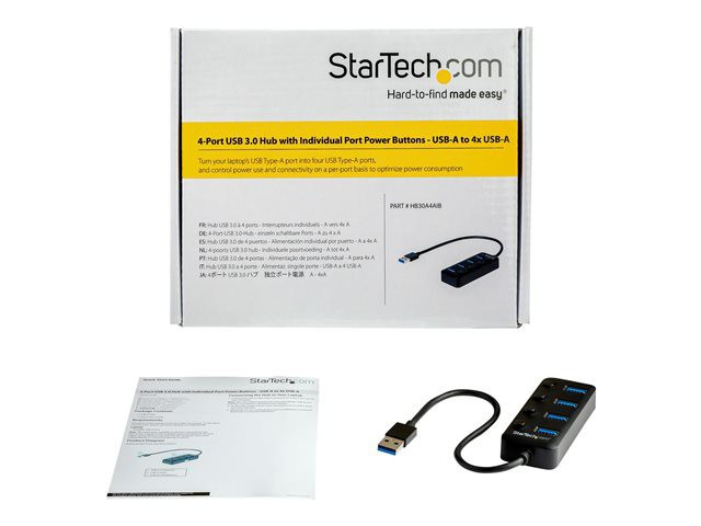 STARTECH 4-Port USB 3.0 Hub with On/Off