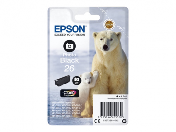 Blekk Epson 26 C13T26014012 Sort