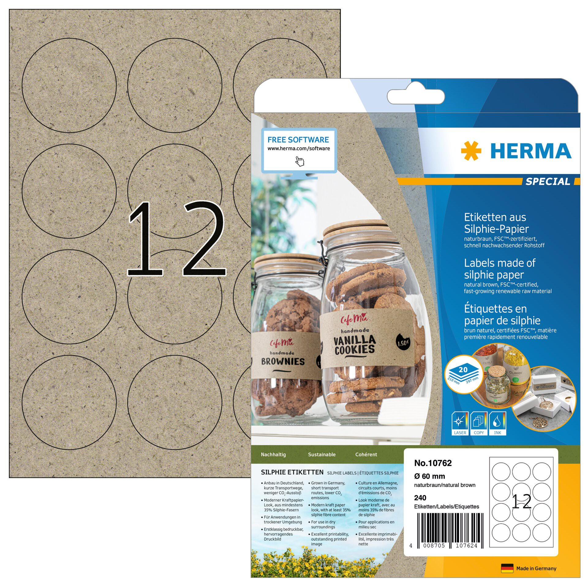 BildeHerma Etikett Silphie 60 kraftpapir (240)