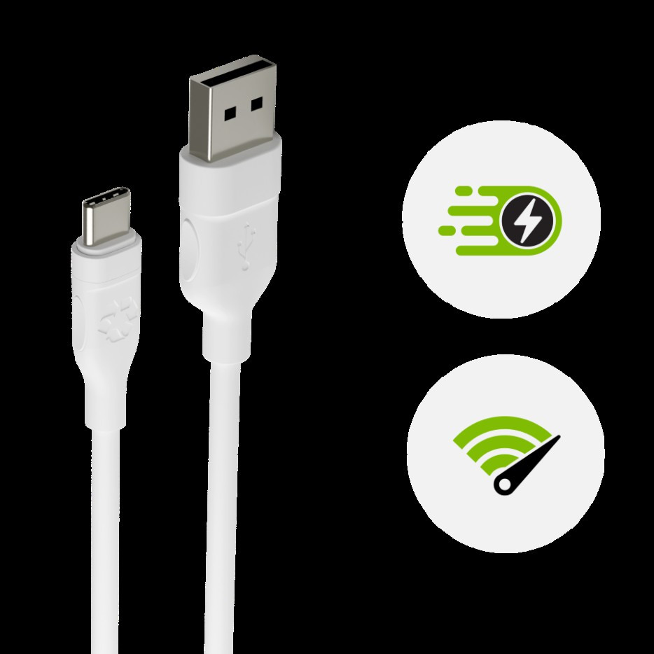 Cable - USB-A to USB-C - TPE, White (1.2m)