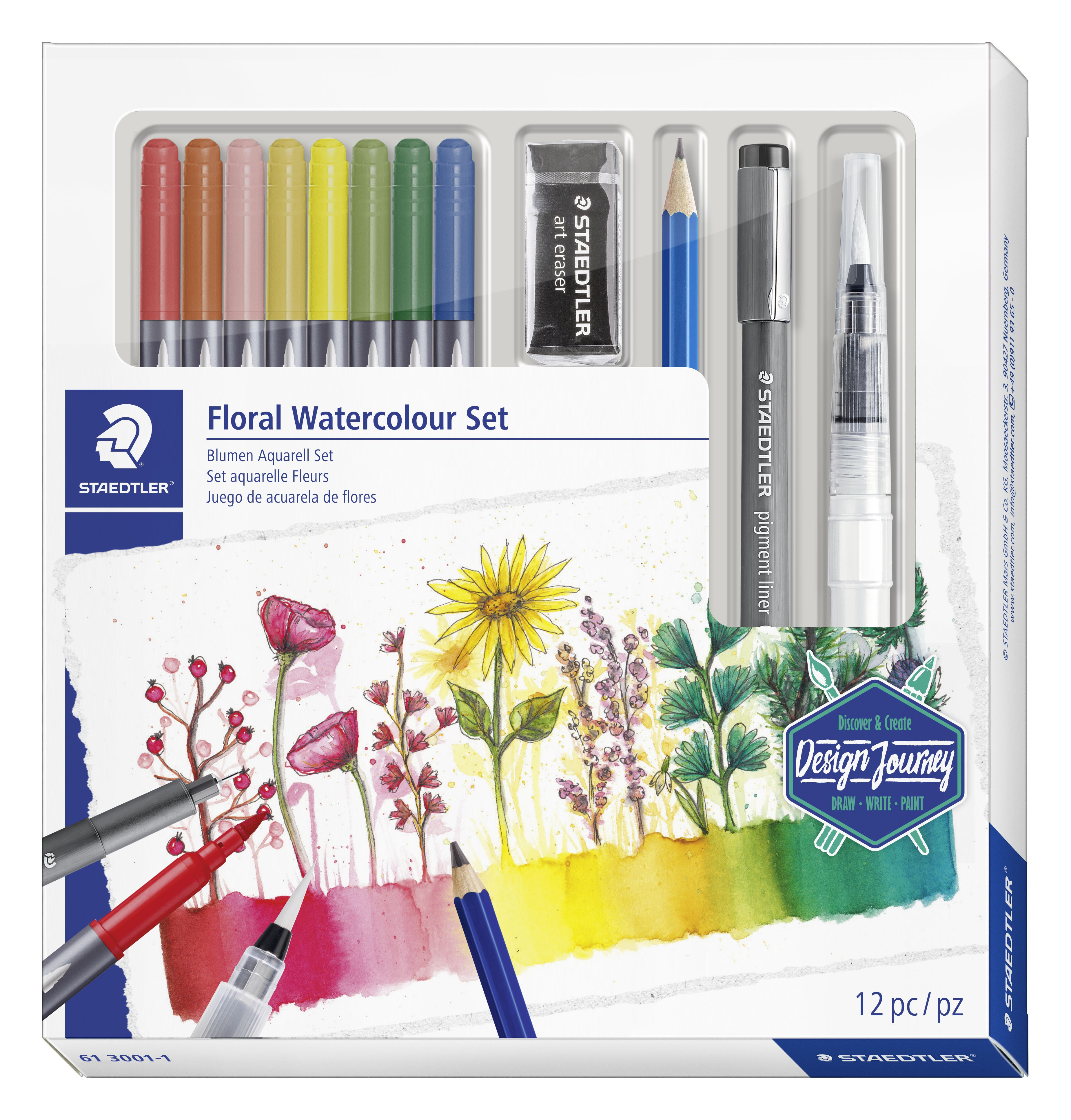 BildeTegnesett Staedtler Floral Waterc. (12 stk)