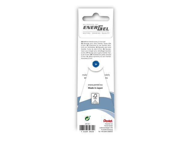 BildeRefill Geleroller Pentel 0,7Mm Blå (3 stk)