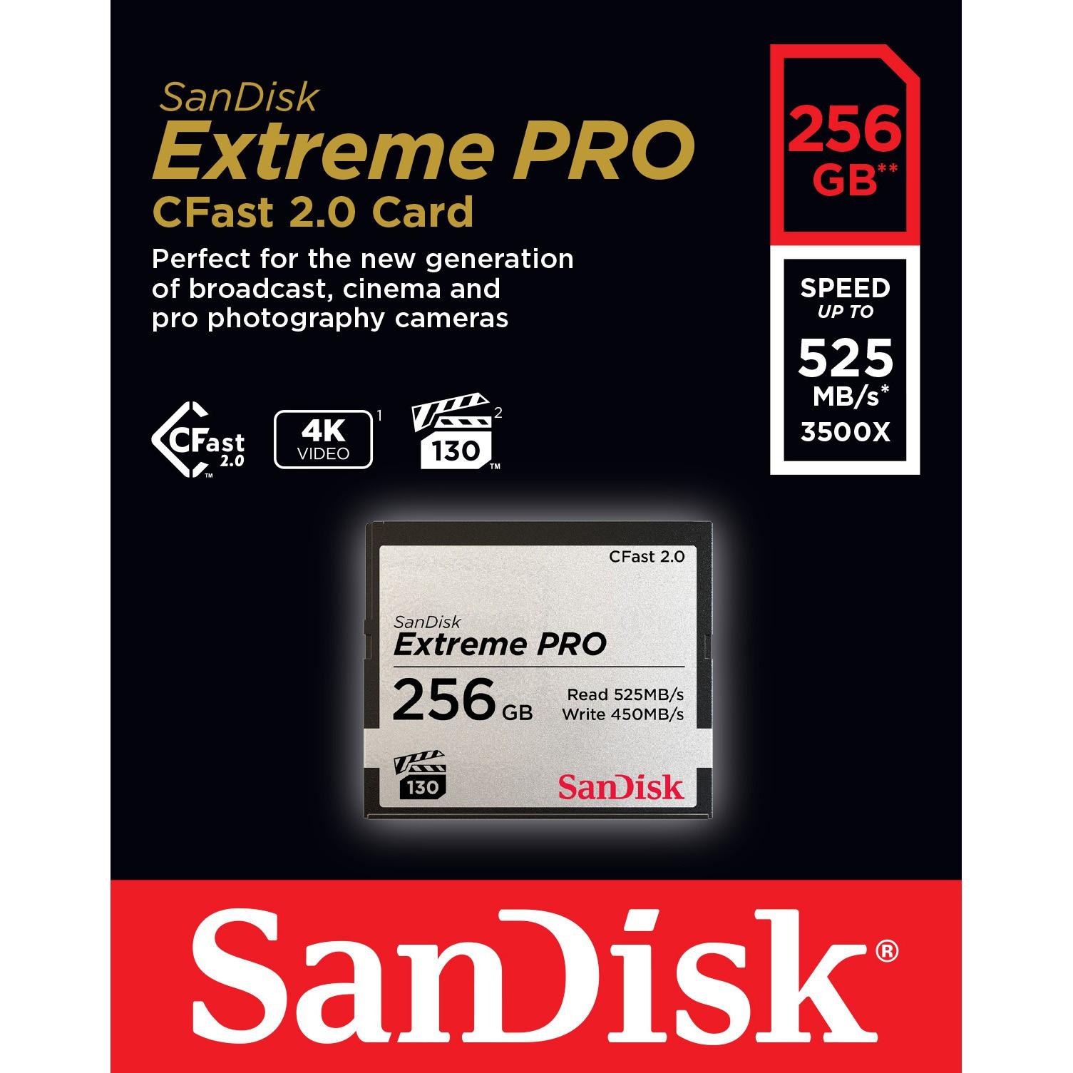 BildeSANDISK Cfast 2.0 Extreme Pro 256GB 525MB/s VPG130