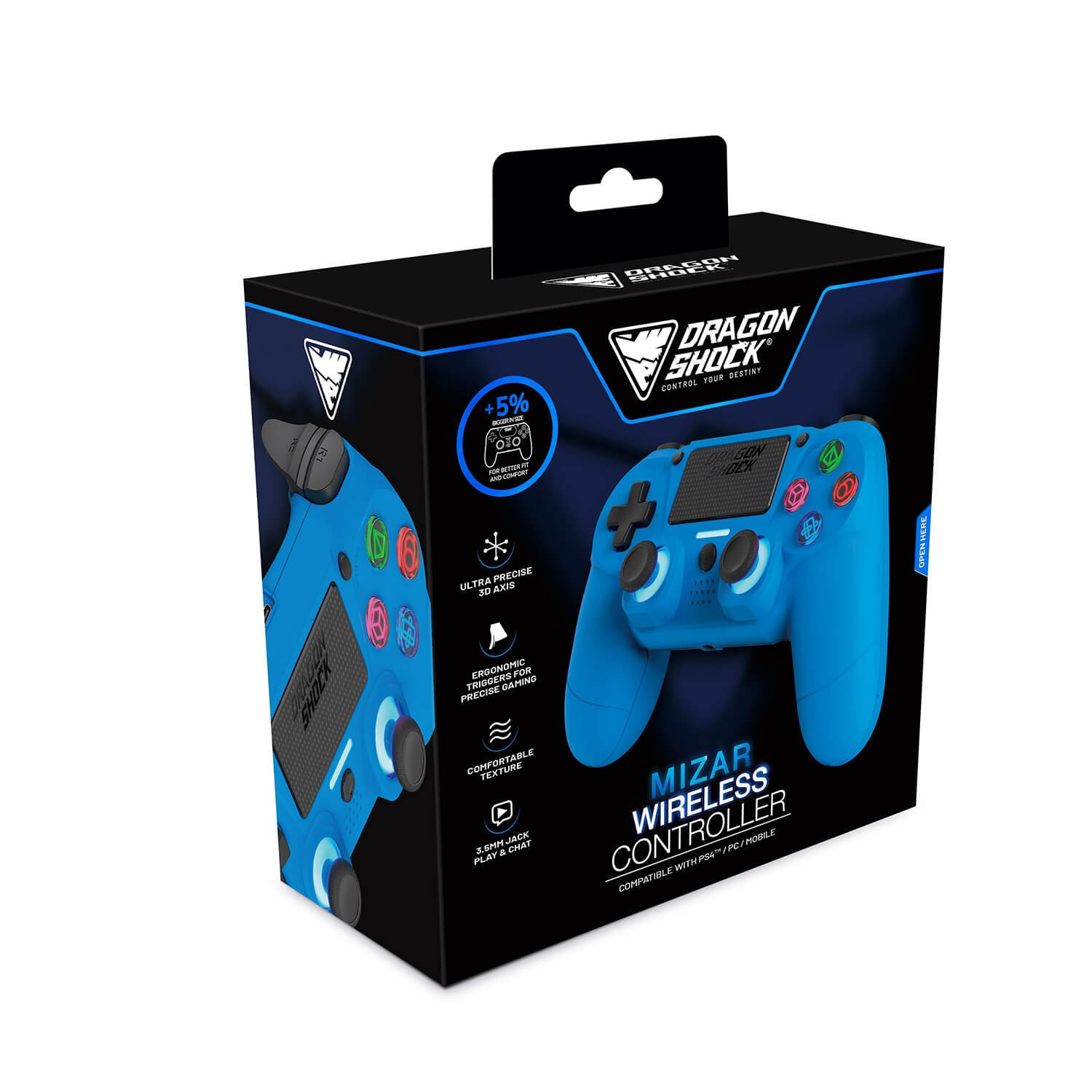 DRAGONSHOCK Controller Mizar Wireless BT for PS4 Blue