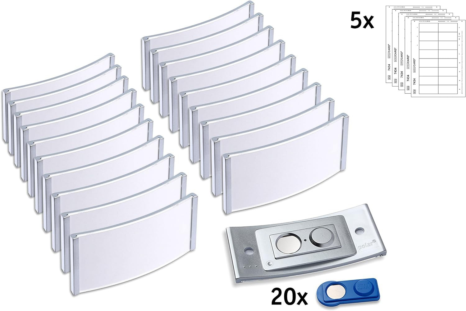 Navneskilt m/magnet Badgepoint 80x34mm stlramme (20)
