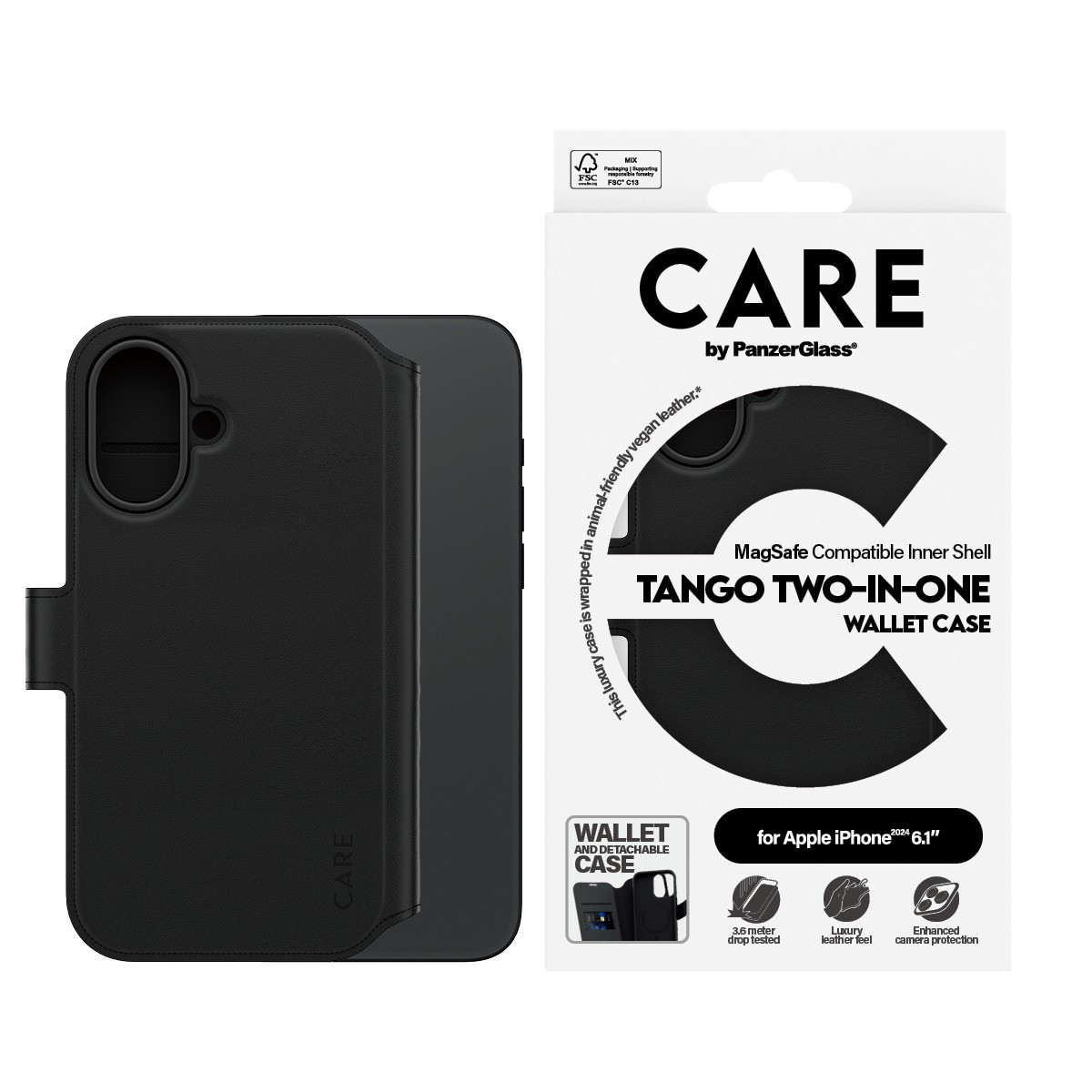 BildeCARE iPhone 16 Case Tango Two-in-One Wallet Case
