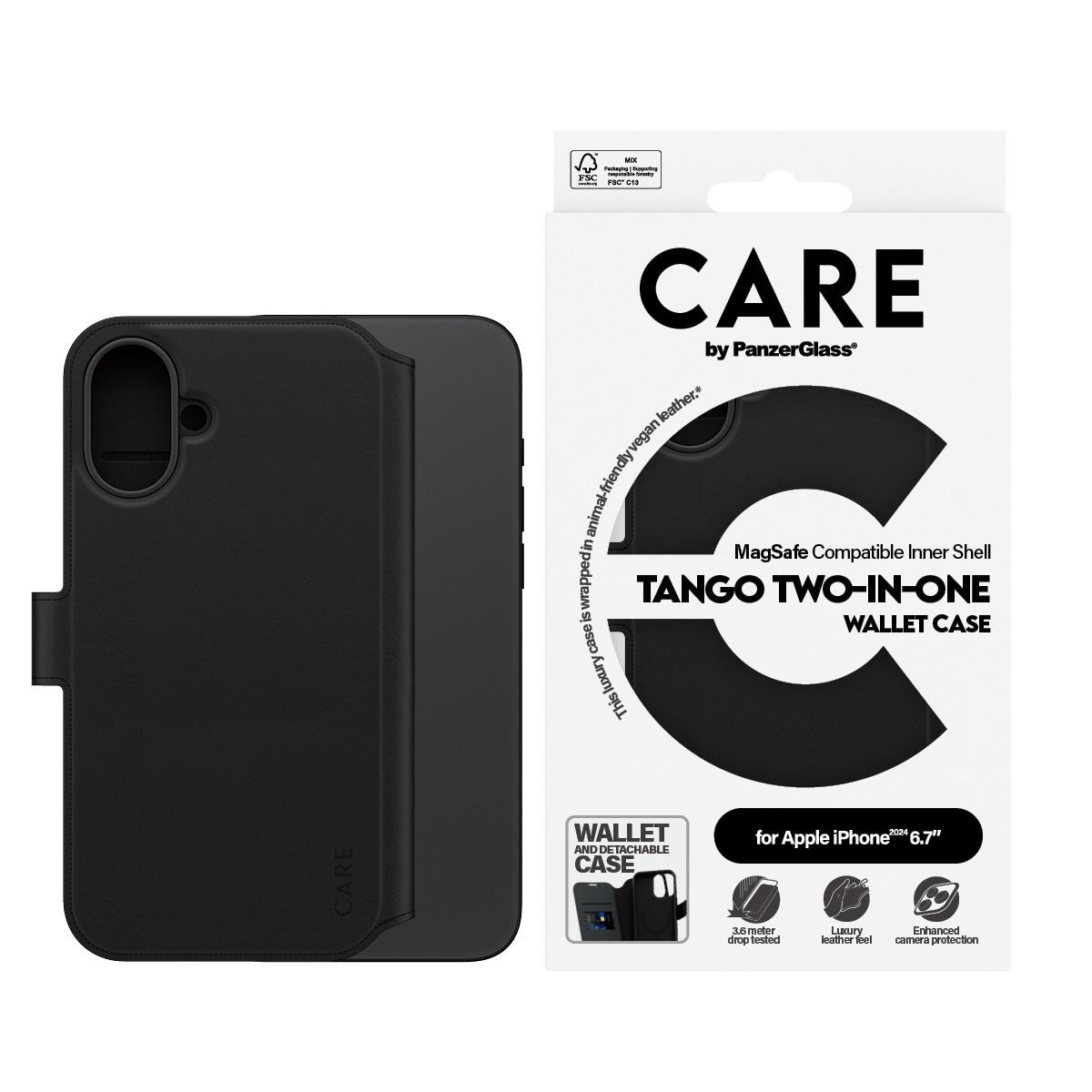 BildeCARE iPhone 16 Case Tango Two-in-One Wallet Case