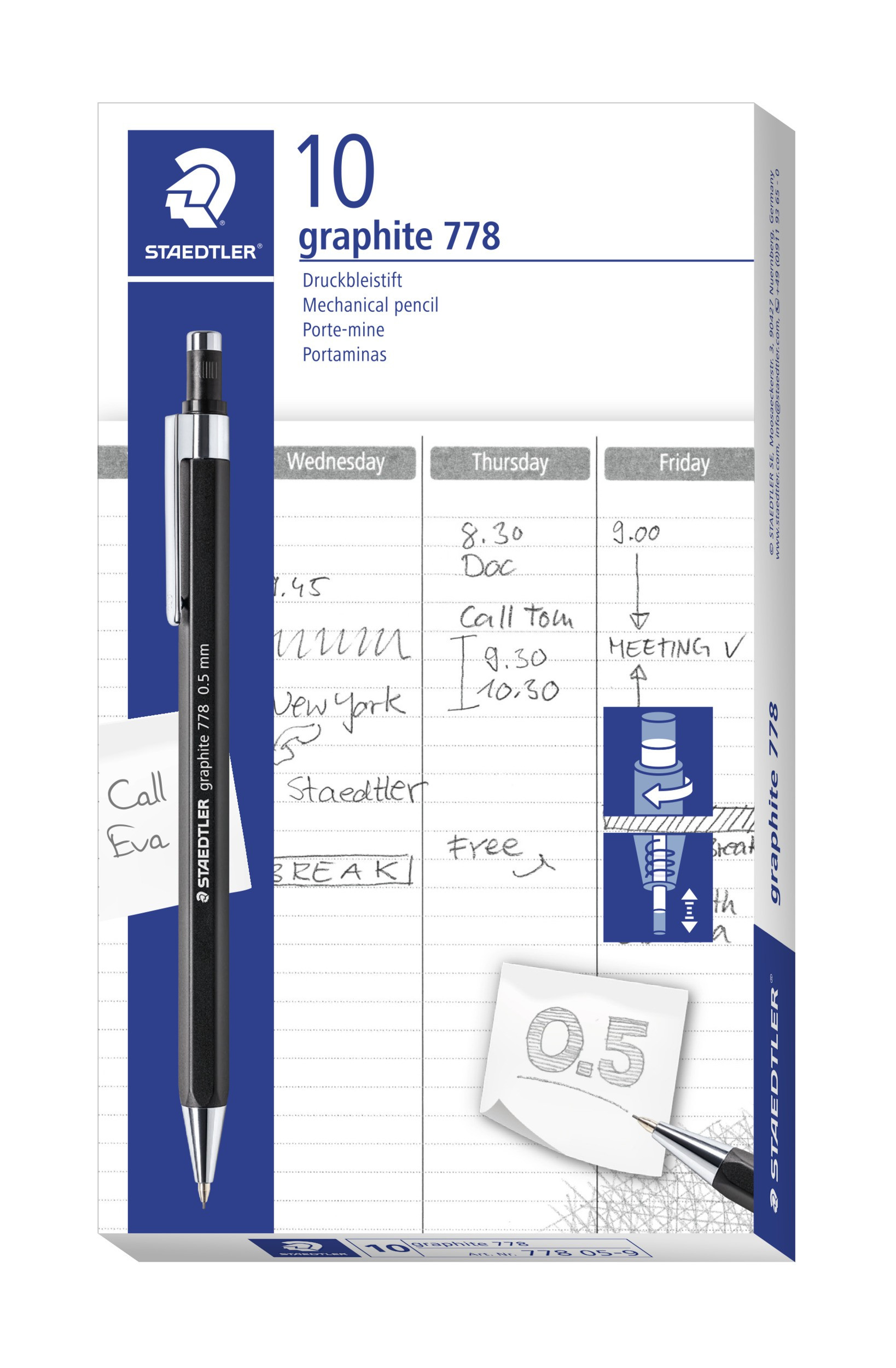STAEDTLER Stiftblyant 778 0,5mm svart