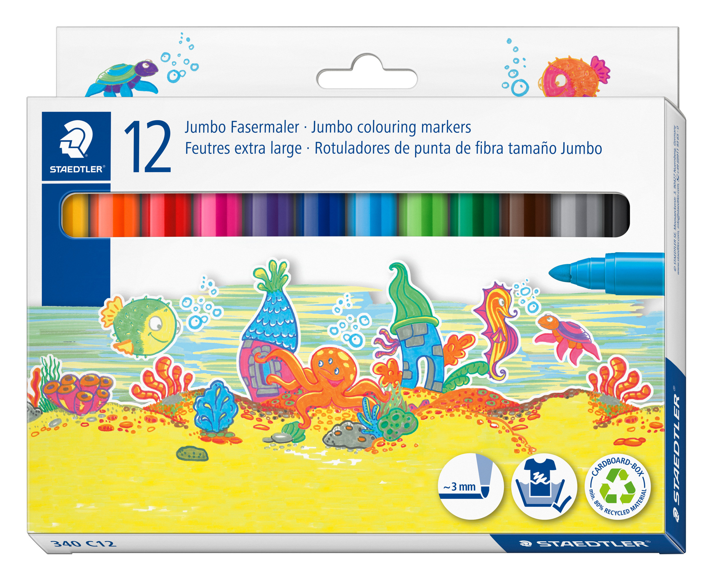 BildeSTAEDTLER Filtpenn Noris Club Jumbo 3,0mm assortert (12)