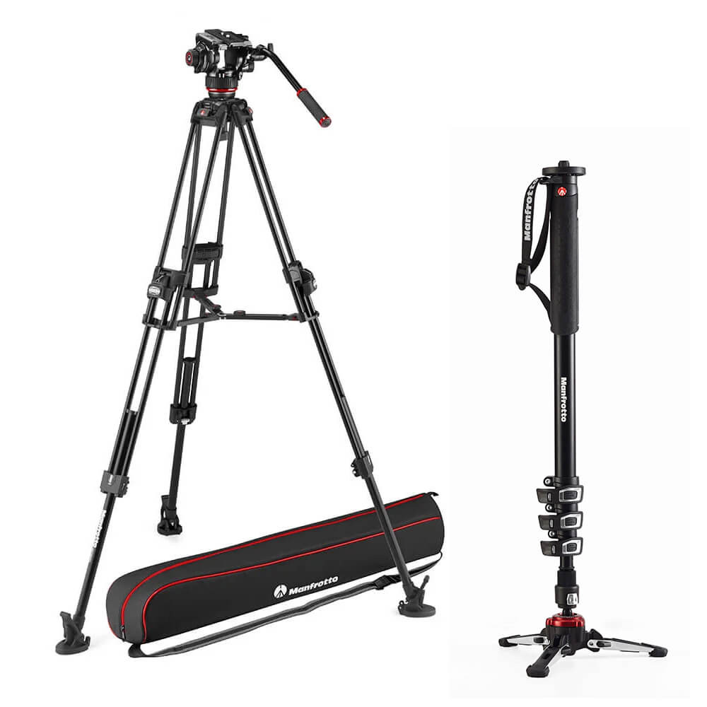 MANFROTTO Tripod Video Kit w. Monopod 504X + Twin Fast Alu + MVMXPRO4