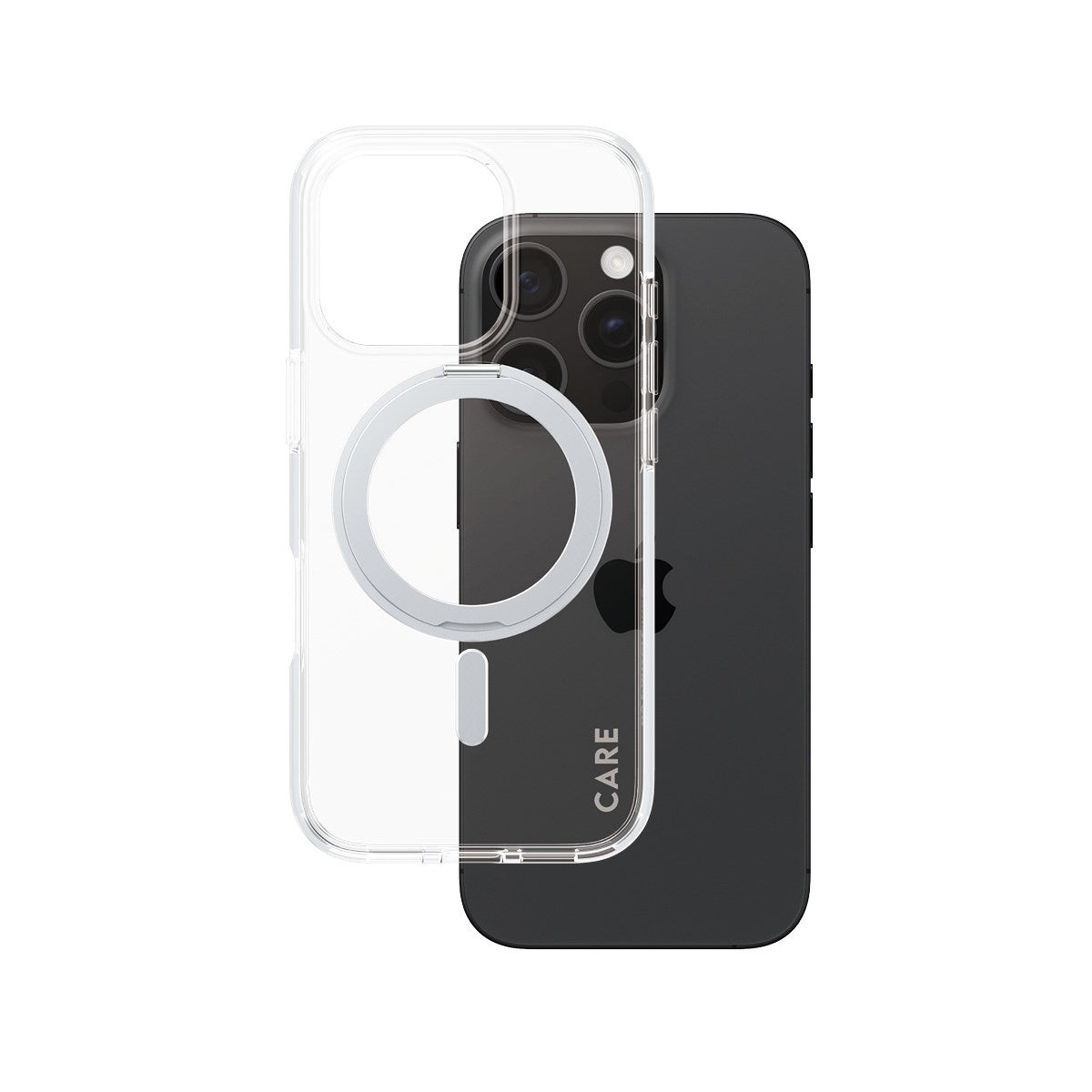 CARE iPhone 16 Pro Case Silver Kickstand & MagSafe