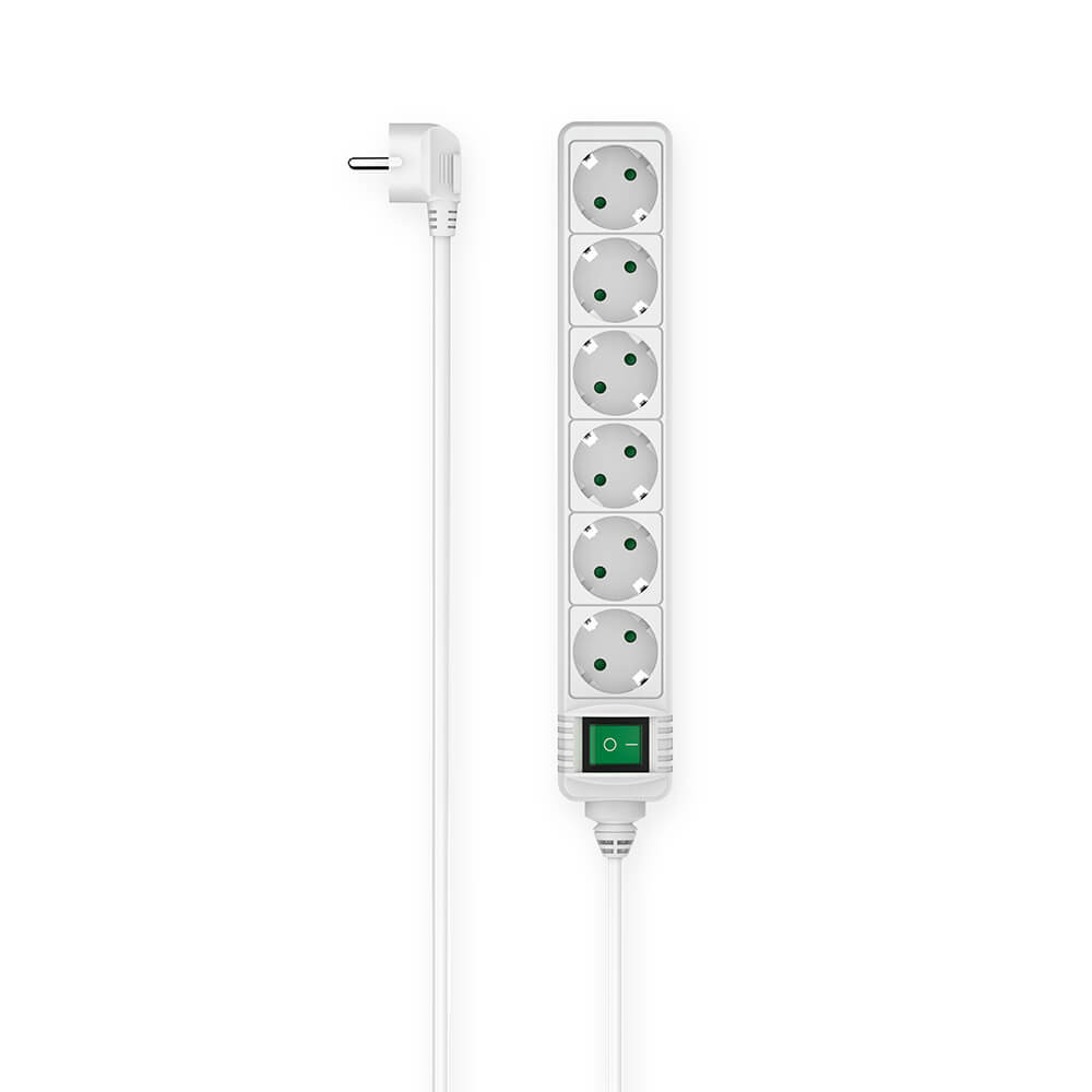 BildeHAMA Power Strip 6-way Switch White 1.4m