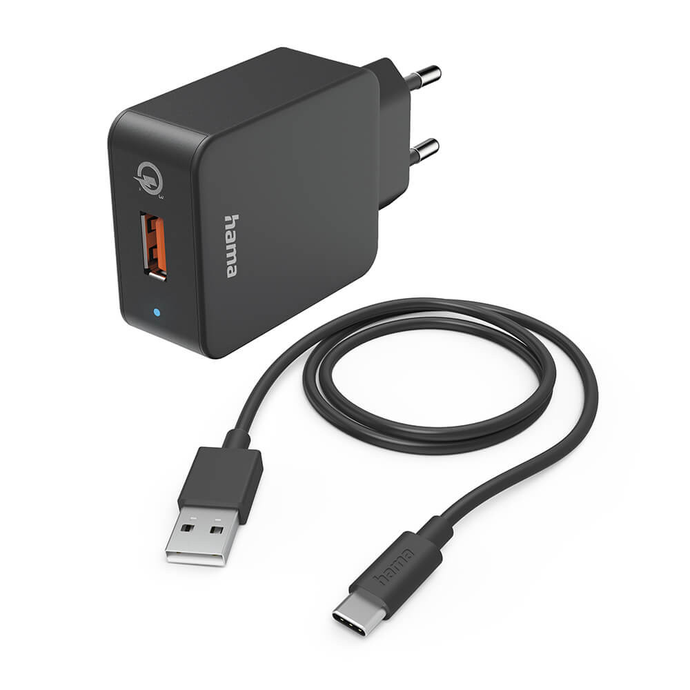 BildeHAMA Charger 220V with USB-C Cable Qualcomm 19.5W Black