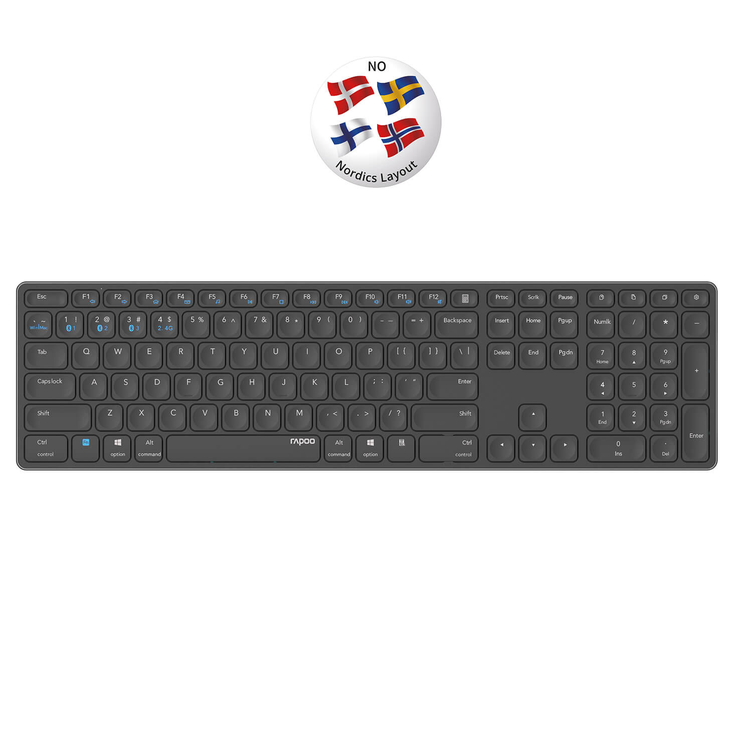 BildeRAPOO Keyboard E9800M Wireless Multi-Mode Dark Grey