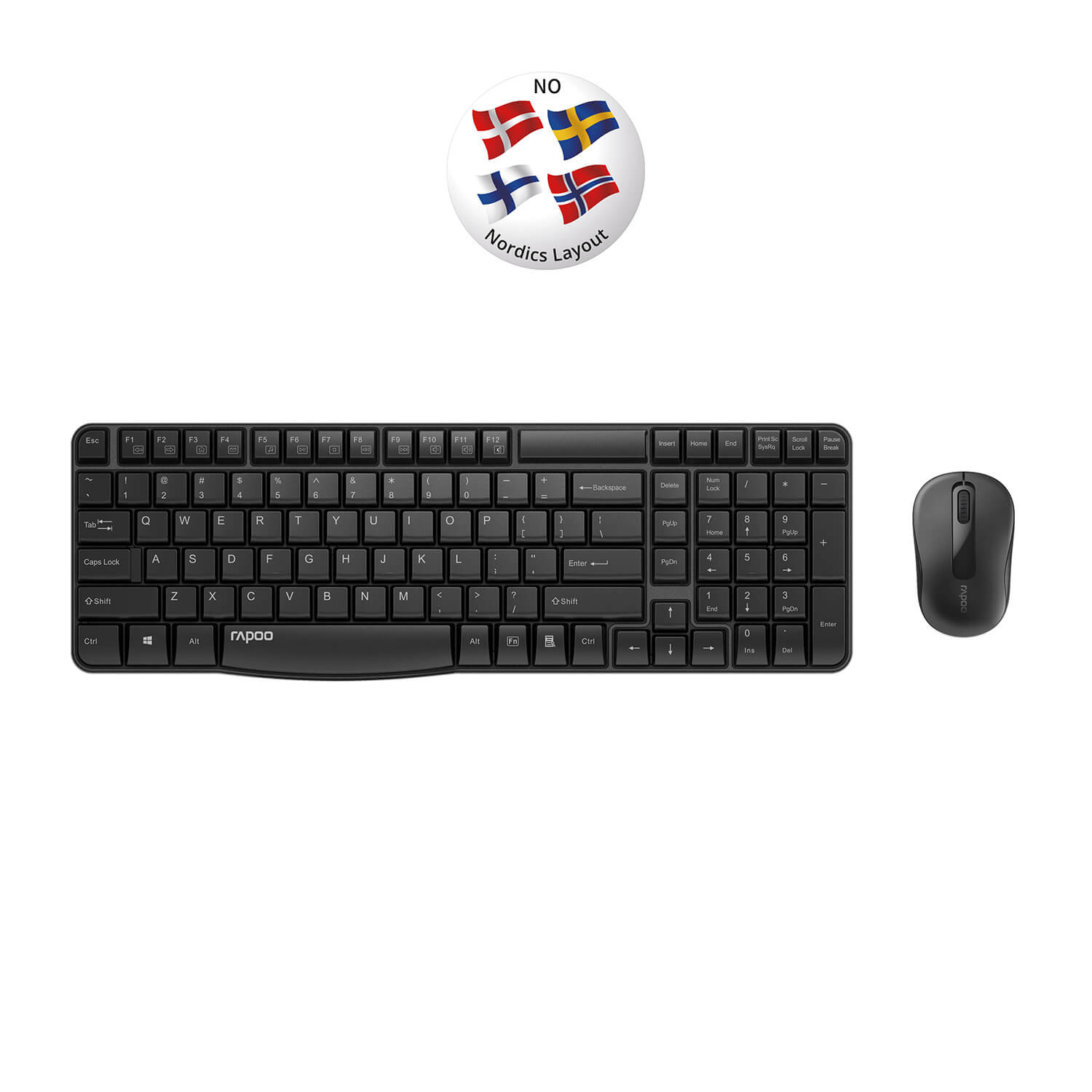BildeRAPOO Keyboard/Mice Set X1800S Wireless 2.4GHz Black