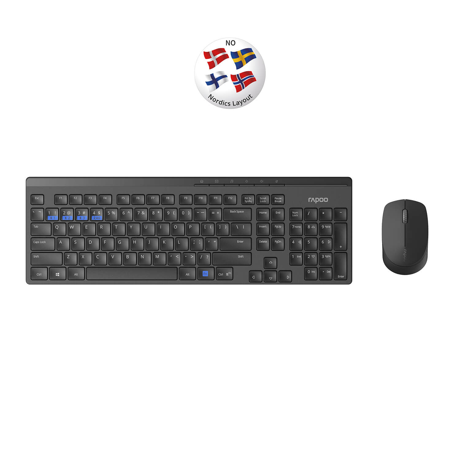 BildeRAPOO Keyboard/Mice Set 8000M Wireless Multi-Mode Black