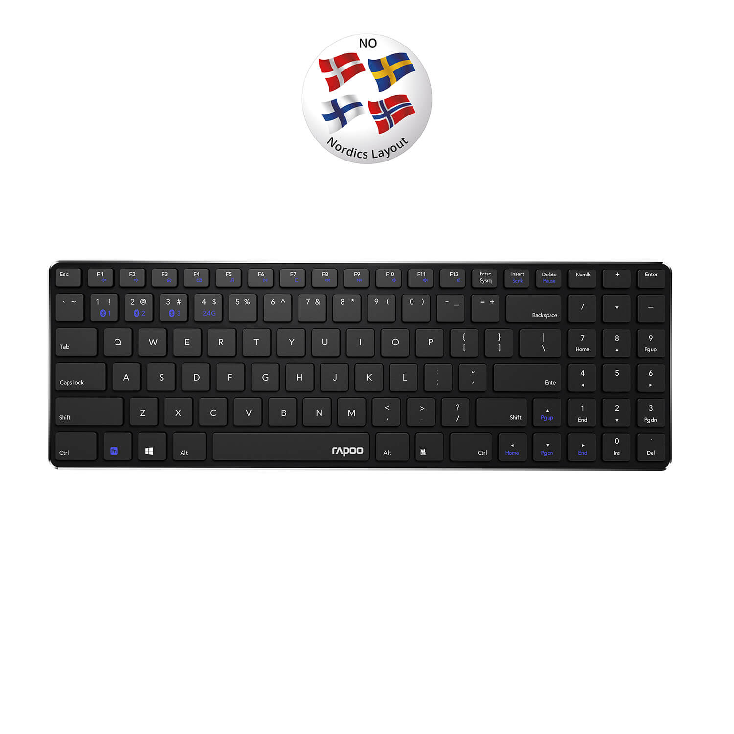 BildeRAPOO Keyboard E9100M Wireless Multi-Mode Black