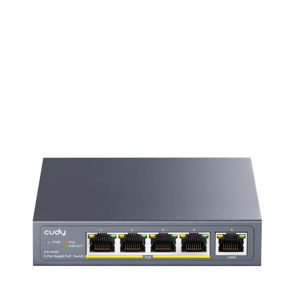 BildeCUDY Switch GS1005P 5-port Gigabit PoE+ 60W