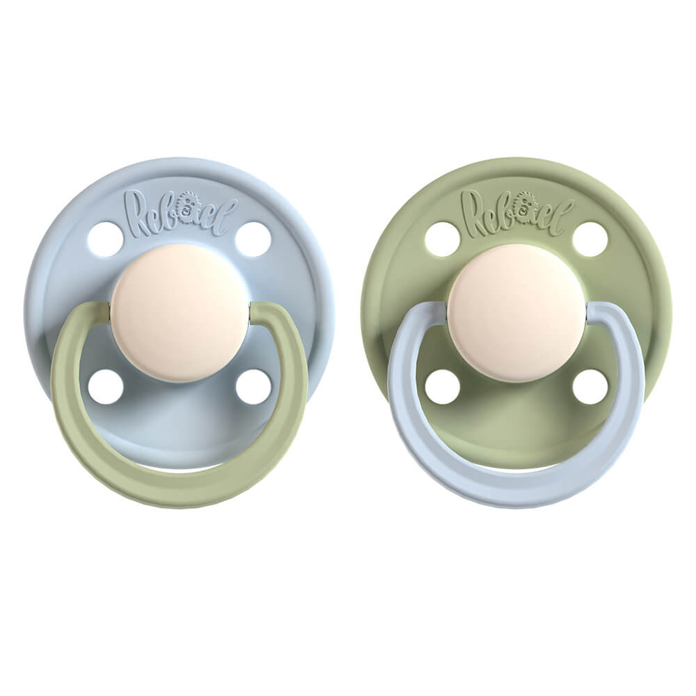 BildeREBAEL Pacifier 2-Pack Size 2 Cold Pearly Dolphin / Cloudy Pearly Elephant
