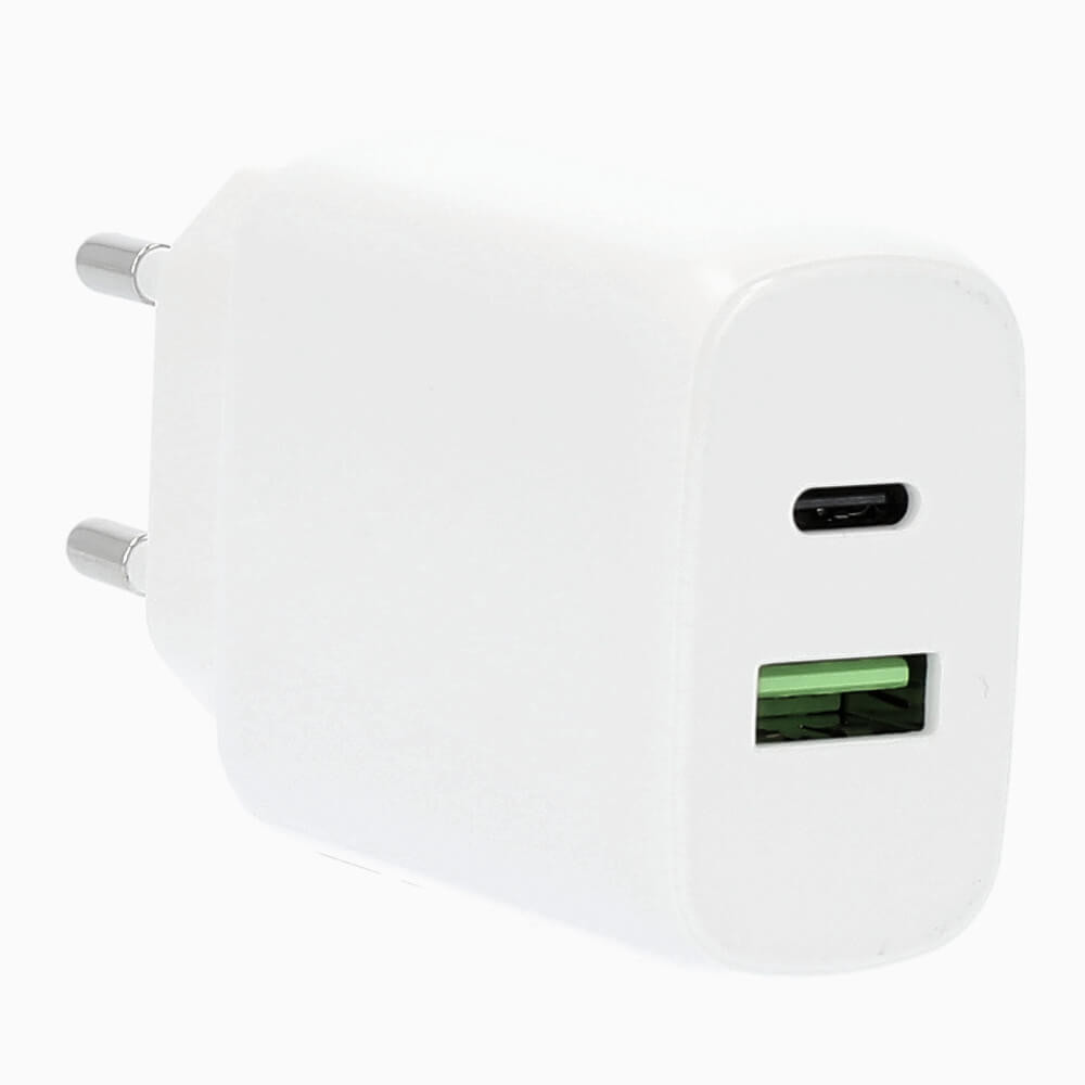 BildeGEAR Charger 220V 1xUSB-C + 1xUSB-A PD/PPS 25W + 18W QC White