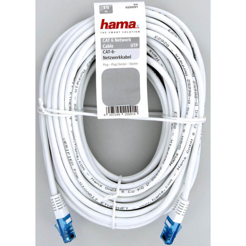 HAMA Nettverkskabel CAT6 UTP Bulk Hvit 15 m