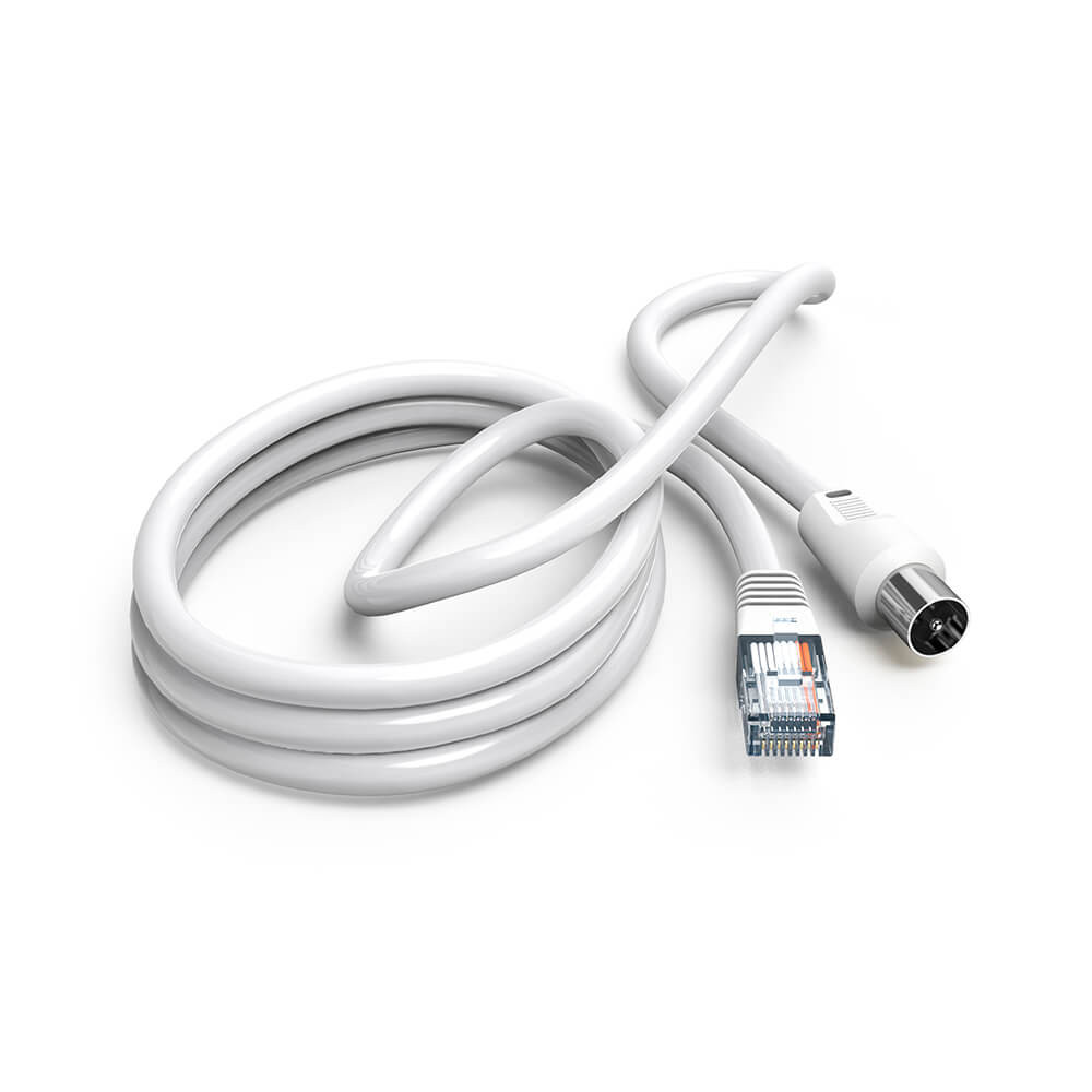 BildeHAMA Cable Antenna 75dB Coax Plug to RJ45 Plug White 2.5m