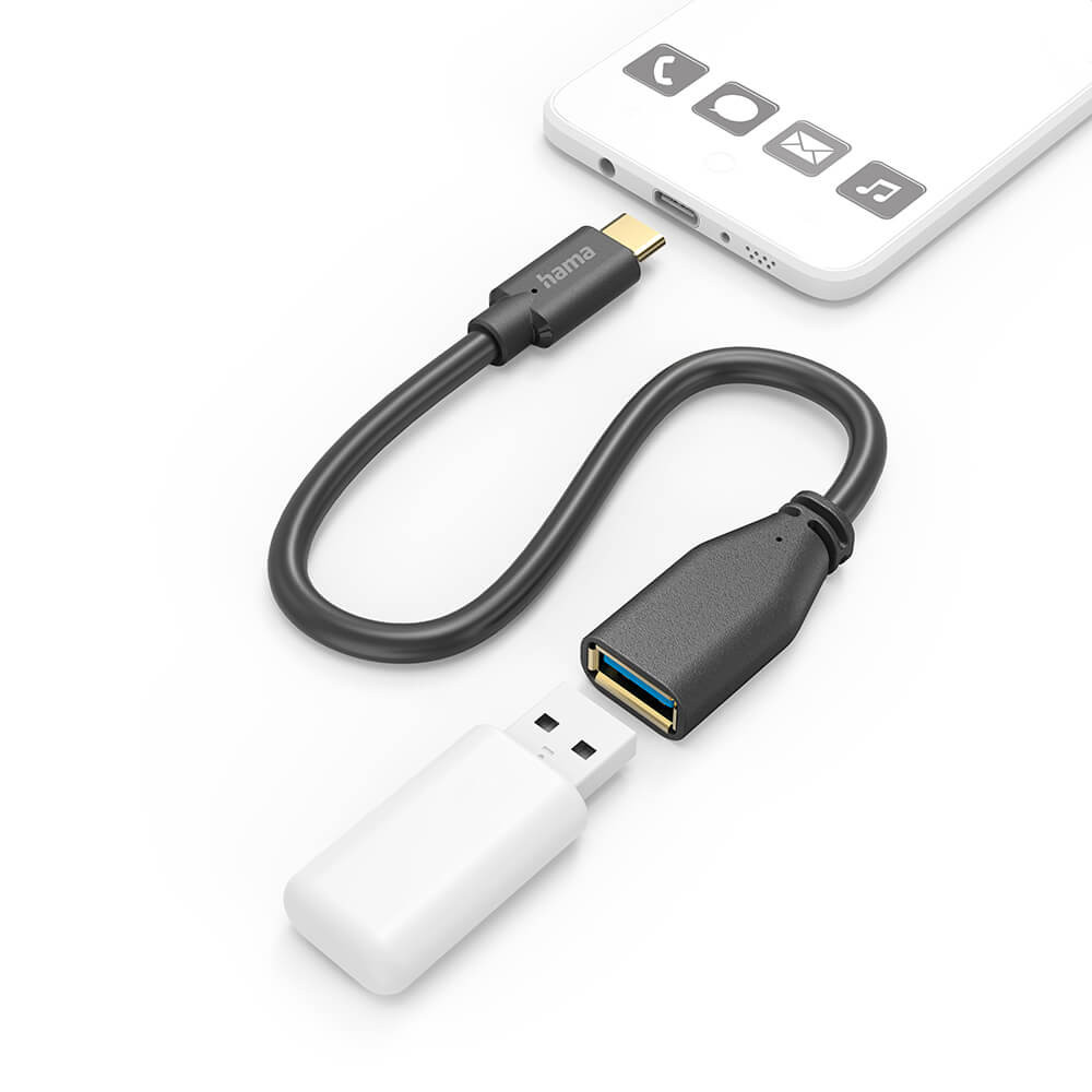 BildeHAMA Adapter Cable USB OTG USB-C to USB-A Black 0.15cm