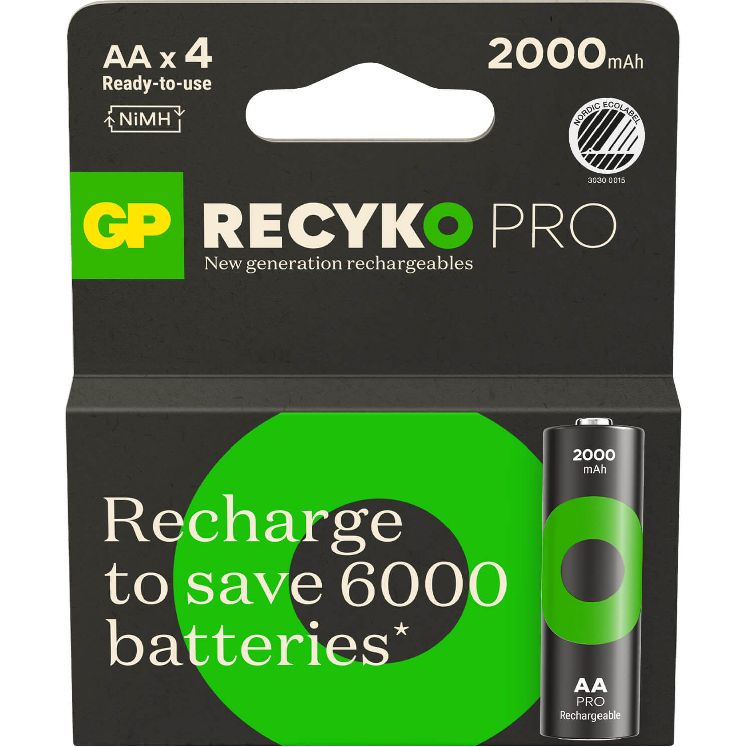 BildeGP Recyko Pro NiMH Battery AA HR6 2000mAh 4-packack