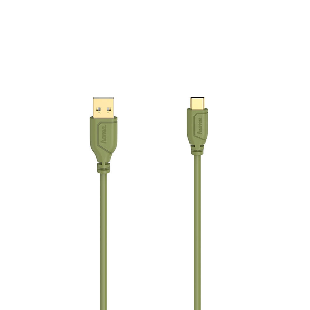 BildeHAMA Cable USB-C Flexi-Slim USB-A-USB-C Gold Green 0.75m