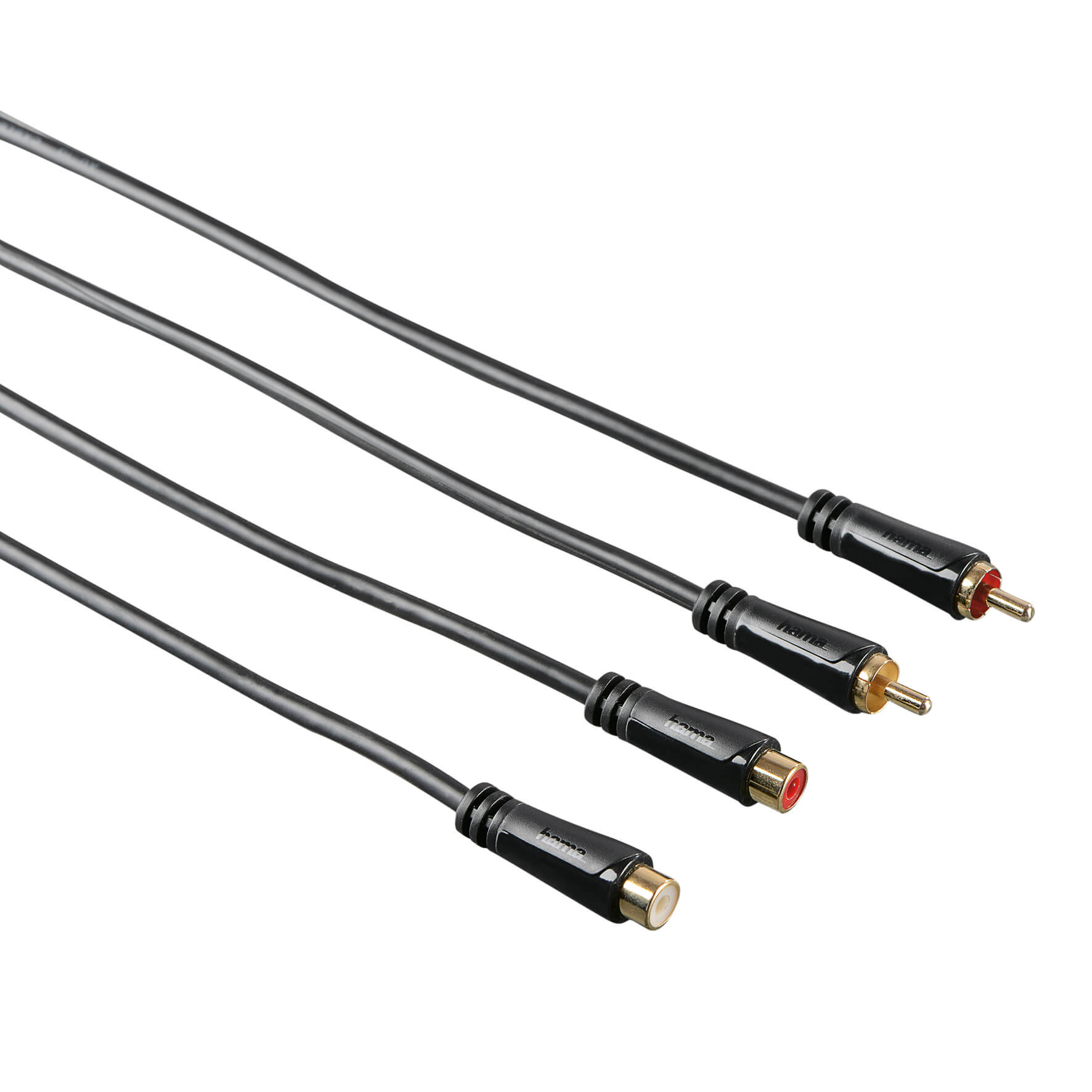 BildeHAMA audiokabel 2xRCA-2xRCA forlengning Gull Svart 3m