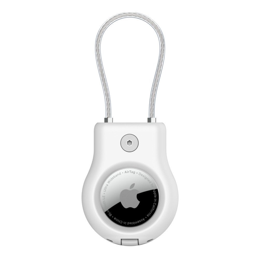 BildeSecure Holder with Wire Cable for Airtag - White