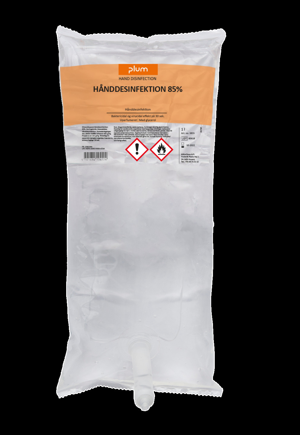 BildePLUM Hnddesinfeksjon 85% Flytende 1,0 L pose CP