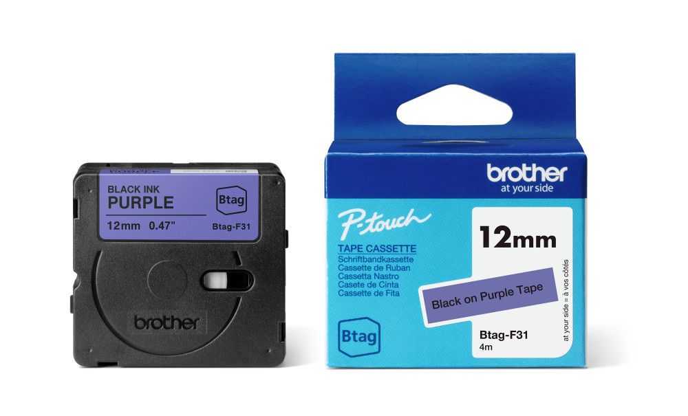 BildeBTAG-F31 12mm Black on purple tape