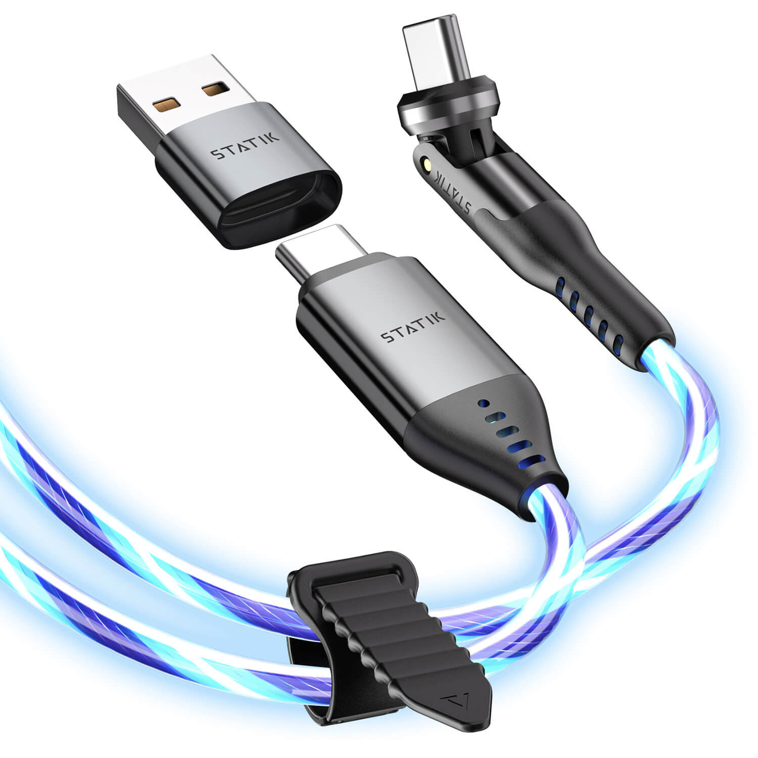 STATIK PowerPivot Pro, Glowing LED USB-C to USB-C, 1m