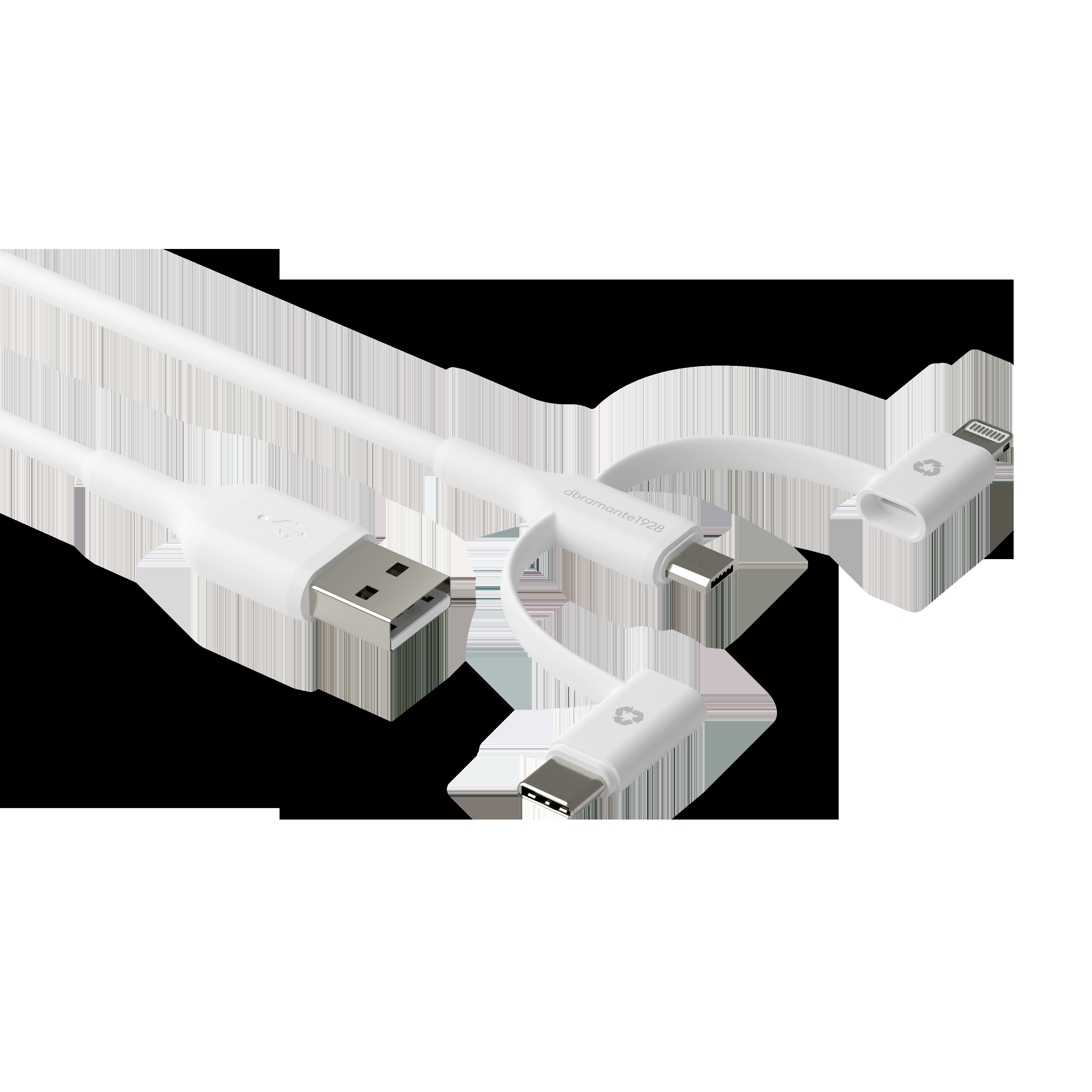 Re-charge - 3in1 Cablee"USB A to USB-A,C & Lightn-W