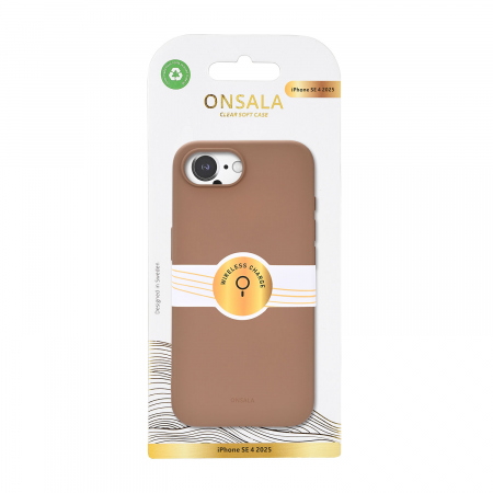 ONSALA Back Sil Touch Recycled MagSerie iPhone 16e Chocolate