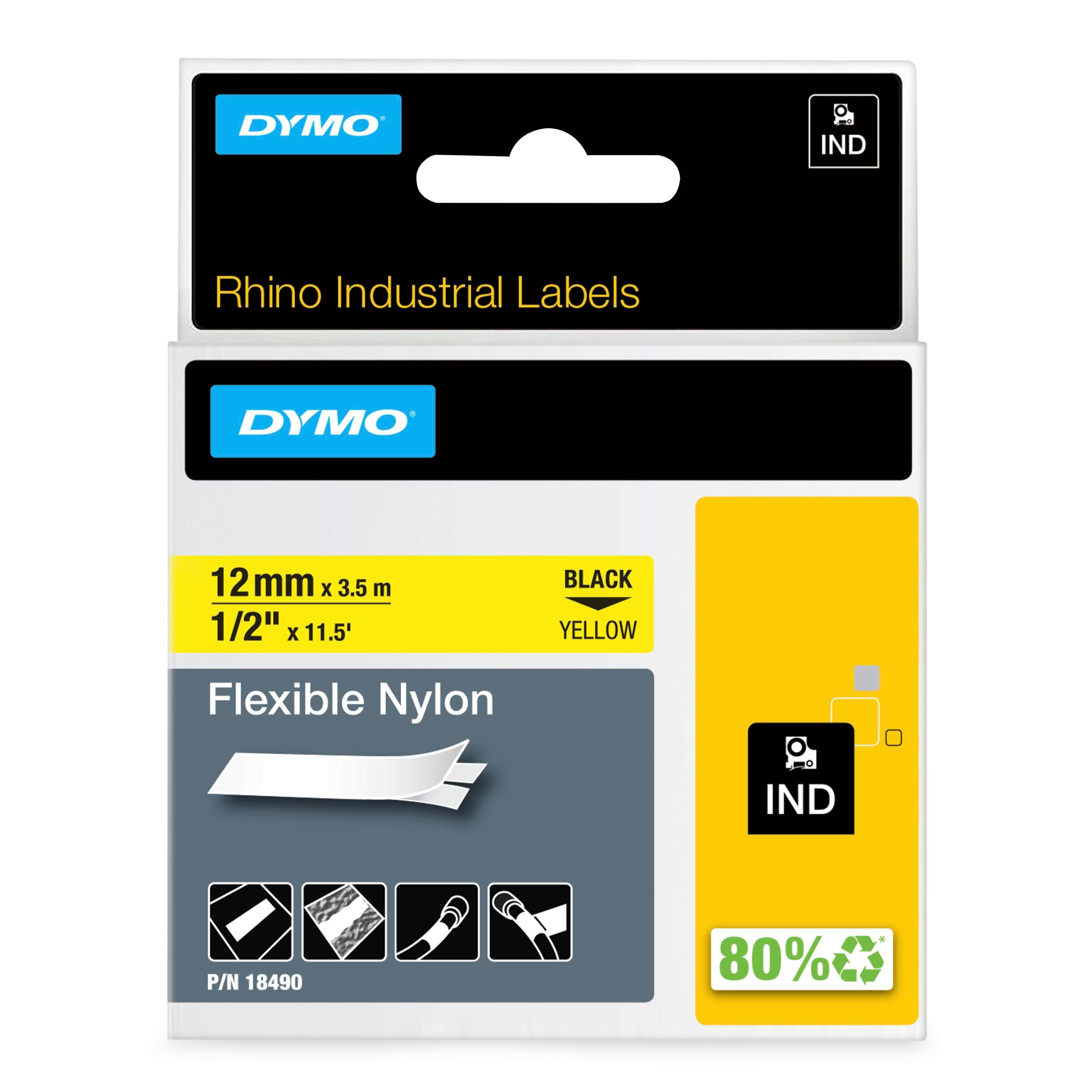 Tape Rhino nylon sort/gul 12mm