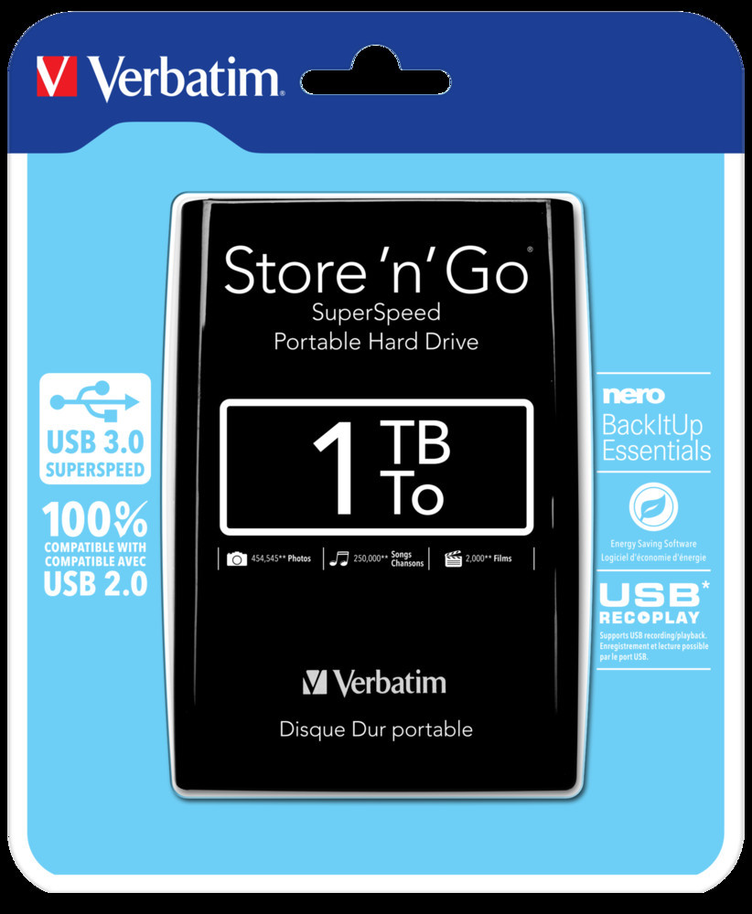Harddisk 2.5" USB 3.0 1TB sort
