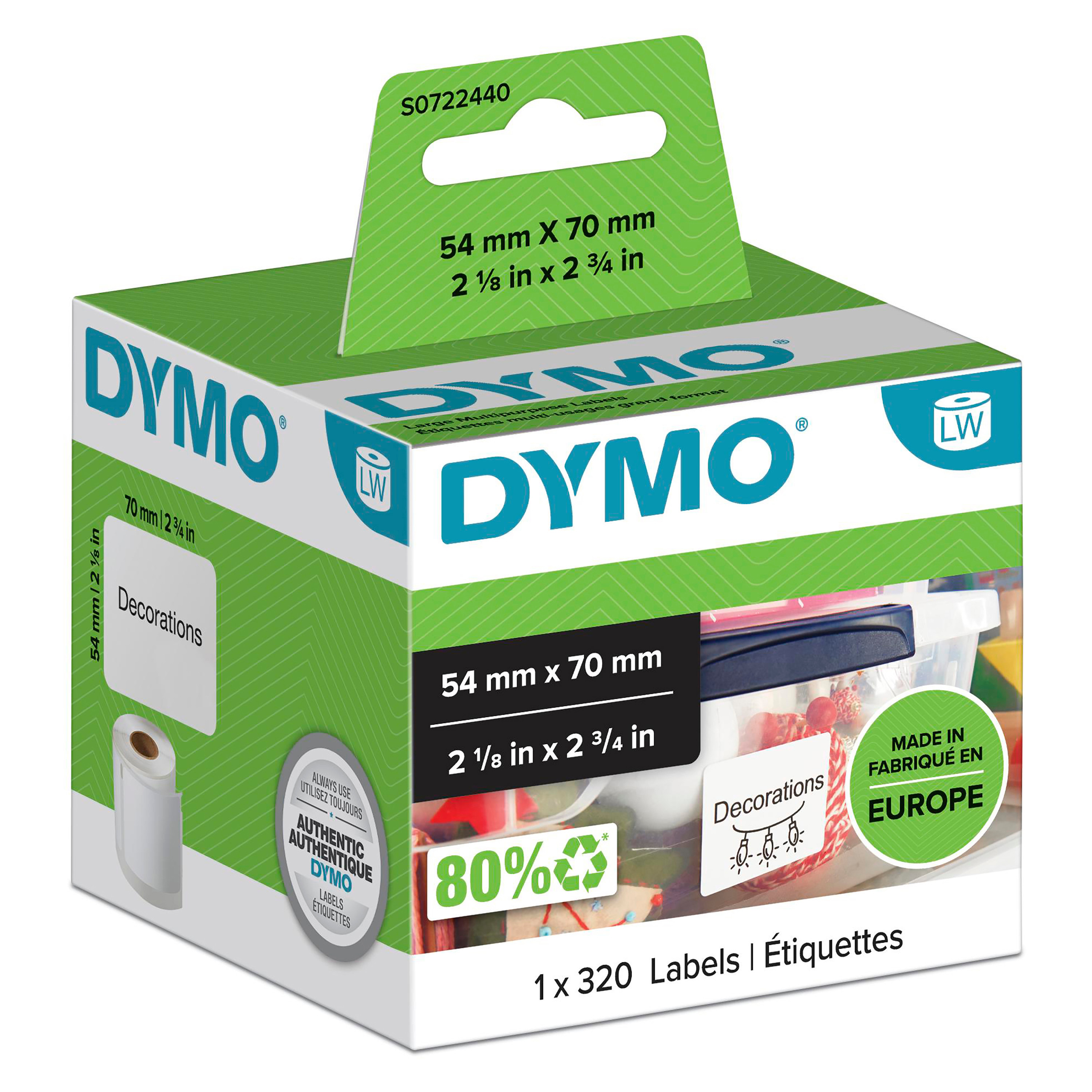 Disc Label 54x70mm Hvit S0722440