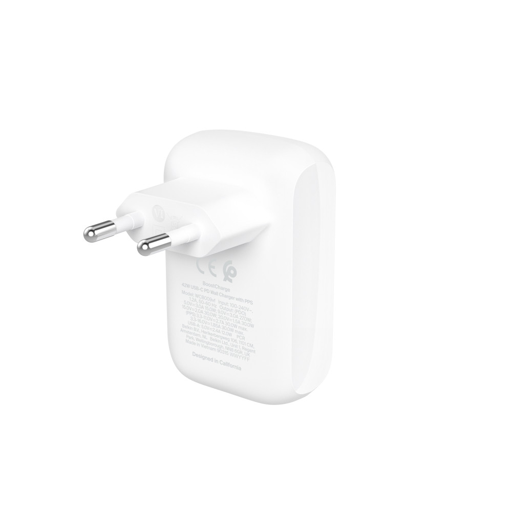 BOOSTCHARGE 42W, 30W USB-C PD PPS + 12W USB-A Dual Wall Char