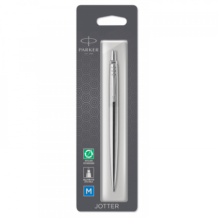Parker kulepenn Jotter 77% recycled blister Stainless Steel