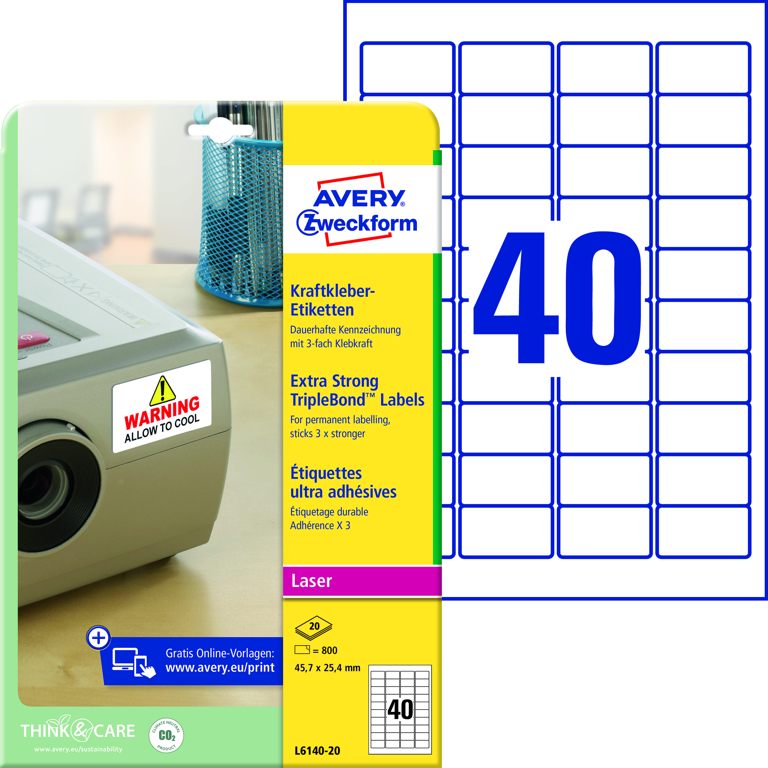 BildeEtikett Avery Ex Sterk A4 45,7x25,4 (800 stk)